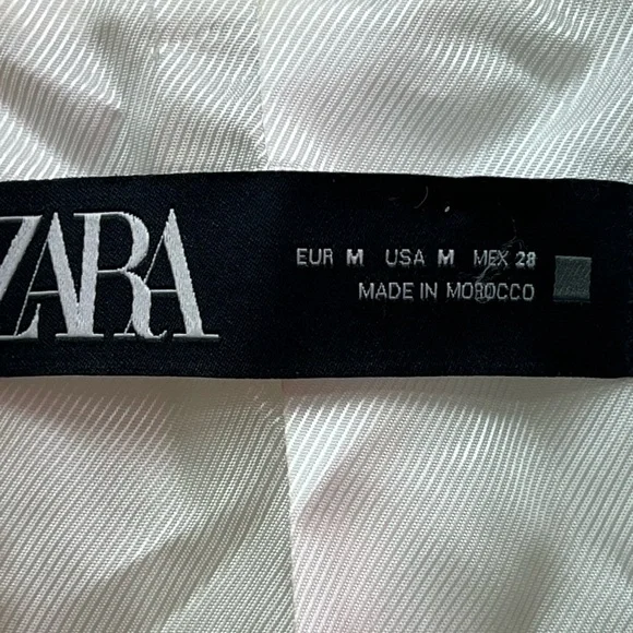 Zara Cream Double Breasted Blazer with Black/Gold Button Detail Sz M - Picture 7 of 7
